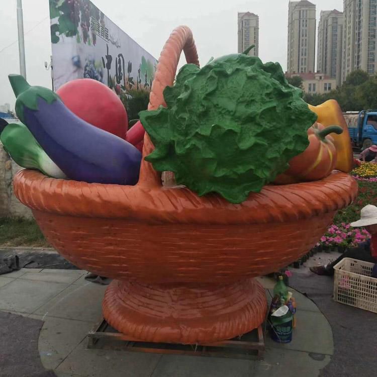果籃雕塑觀賞型，街景小品，白菜果籃雕塑常用