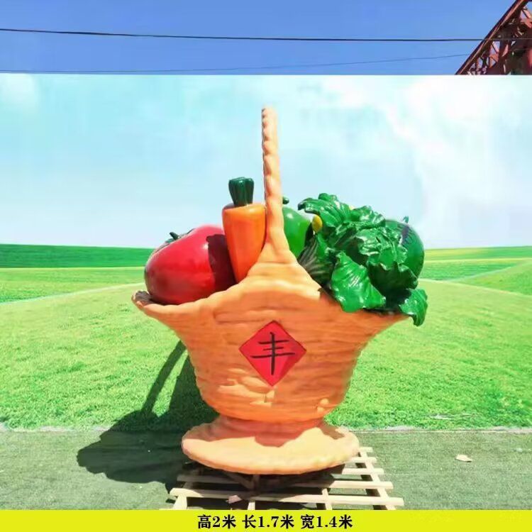 果籃雕塑定價(jià)，彩繪工藝，水果果籃雕塑工制作