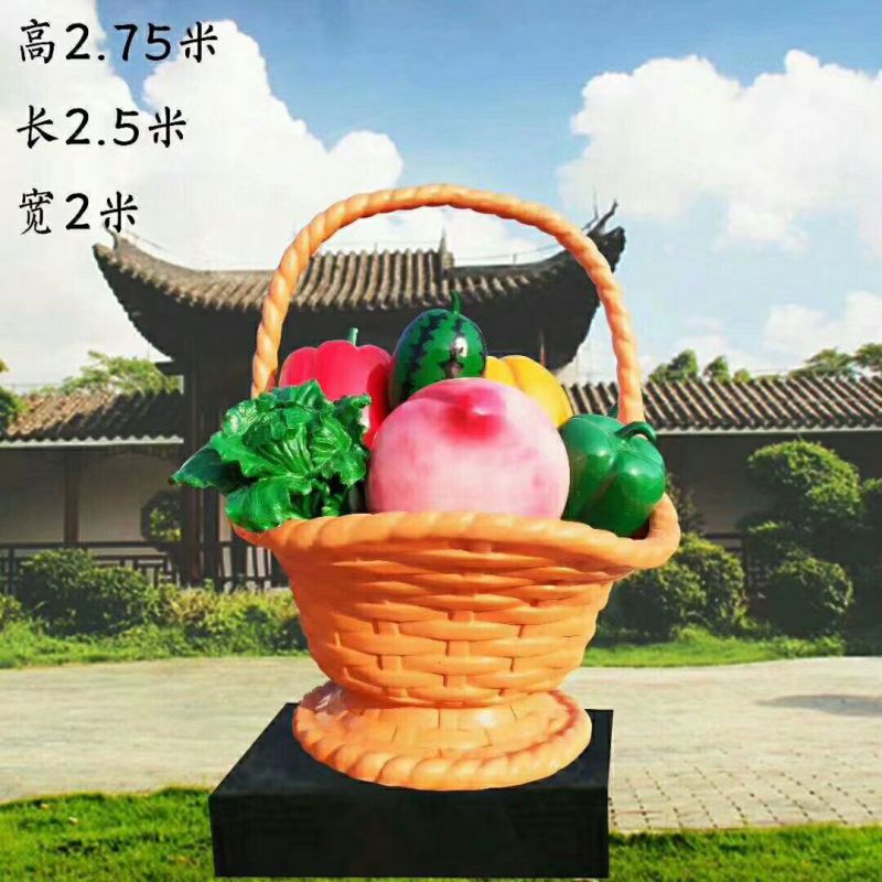 小果籃雕塑訂做，校園雕塑，水果果籃雕塑批發(fā)