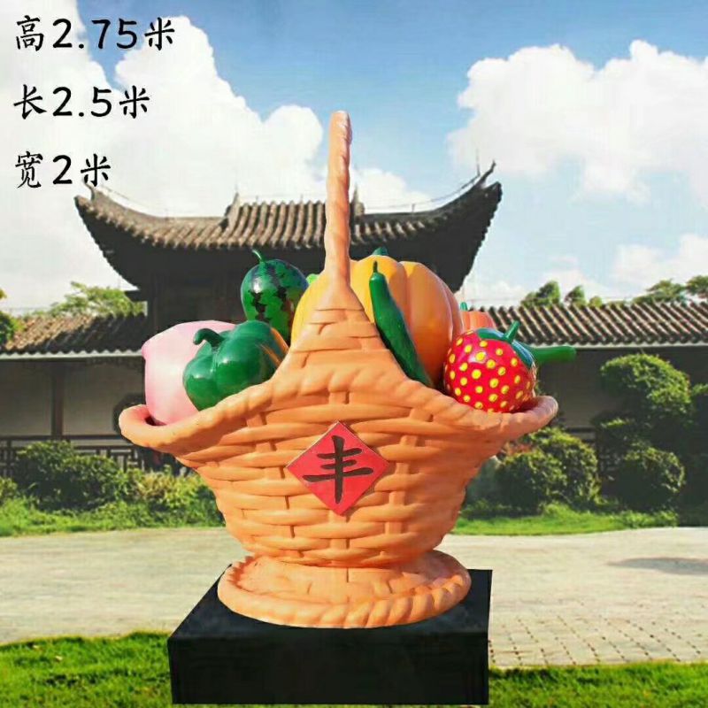 藝術(shù)果籃雕塑選定，拉絲工藝，水果果籃雕塑預(yù)定