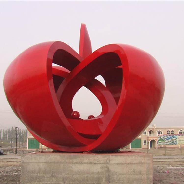 幾何蘋果雕塑 庭院仿真雕塑 彩繪擺件 幾何蘋果雕塑 庭院仿真雕塑 彩繪擺件