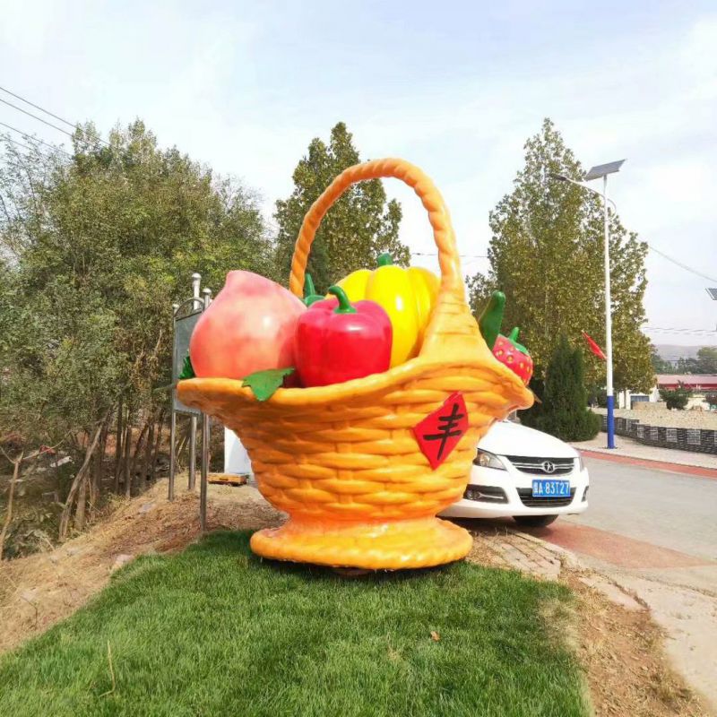 鋼結構果籃雕塑指用，景觀雕塑，園林藝術不銹鋼果籃雕塑點擊