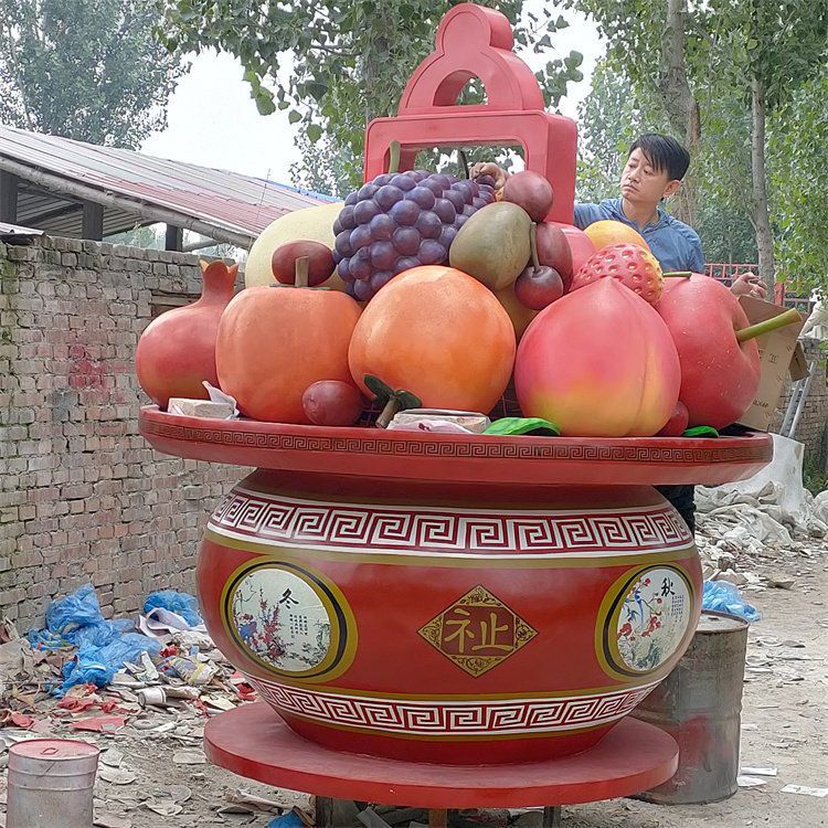 景觀果籃雕塑擺件優(yōu)選，陸地擺件，園林藝術(shù)不銹鋼果籃雕塑供應(yīng)