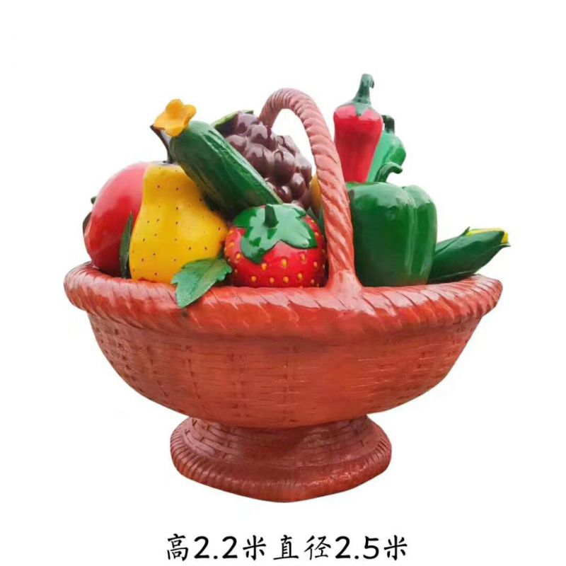 烤漆果籃雕塑制造商，室外軟裝，仿真果籃雕塑承接